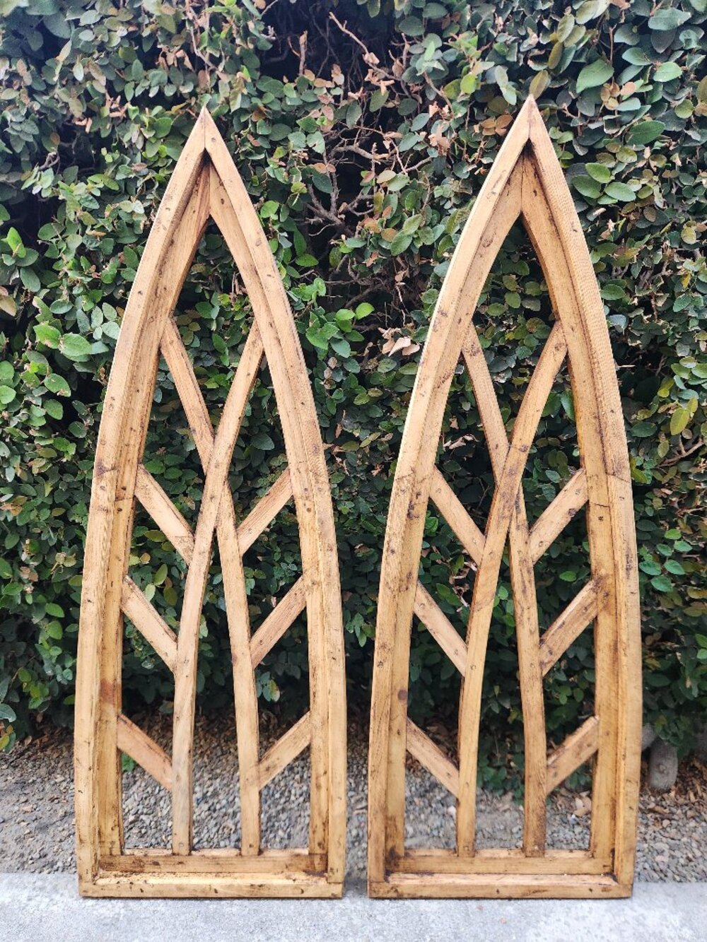 Arch Wood Frame Distress Brown Shabby Chic Perugia Set of 2, 37" H